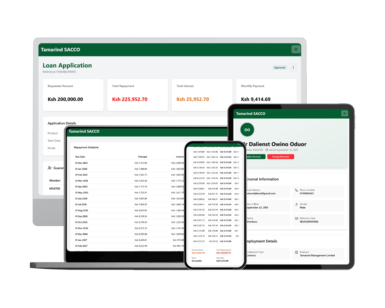 Sacco Platform Mockup